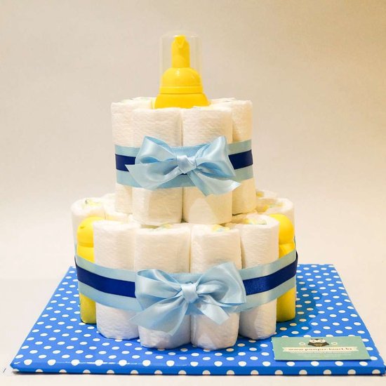 Pampertaart - luiertaart - jongen - 2 laags - blauw - Zwitsal 26 luiers maat 3 van Pampertaart.