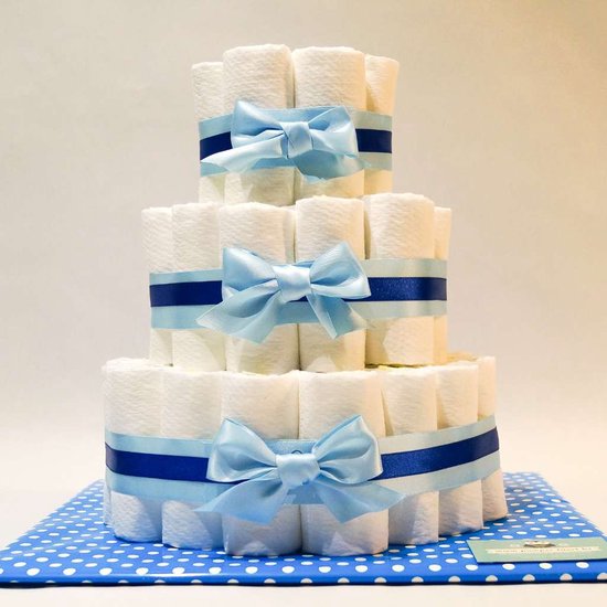Pampertaart - luiertaart - jongen - 3 laags basis - blauw - 54 luiers maat 3 van Pampertaart.