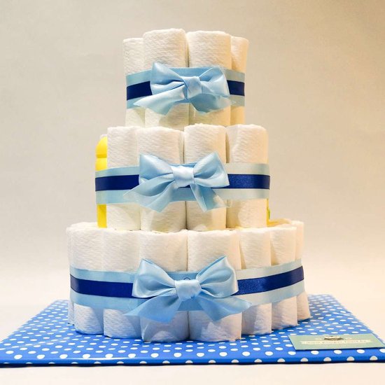 Pampertaart - luiertaart - jongen - 3 laags - blauw - mini Zwitsal 48 luiers maat 3 van Pampertaart.