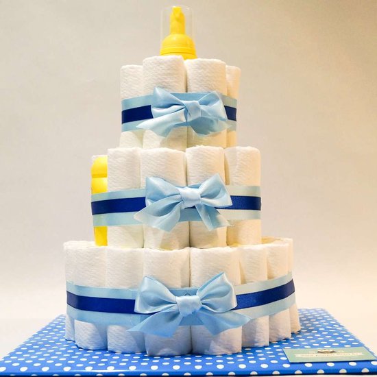 Pampertaart - luiertaart - jongen - 3 laags - blauw - Zwitsal 51 luiers maat 3 van Pampertaart.