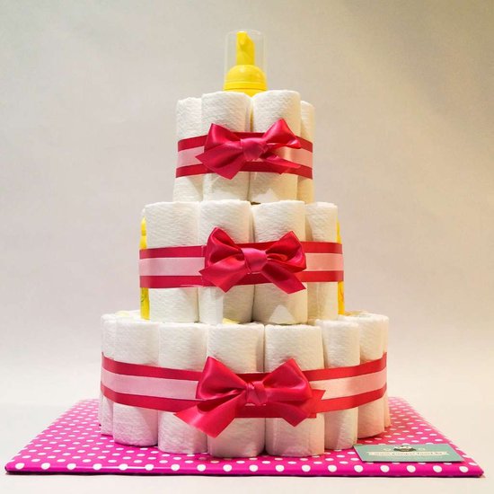 Pampertaart - luiertaart - meisje - 3 laags - roze - Zwitsal 51 luiers maat 3 van Pampertaart.