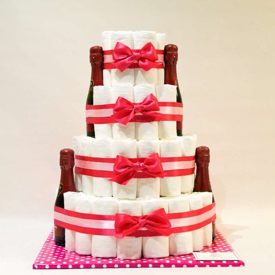 Pampertaart - luiertaart - meisje - 4 laags - roze - mini cava 98 luiers maat 3 van Pampertaart.