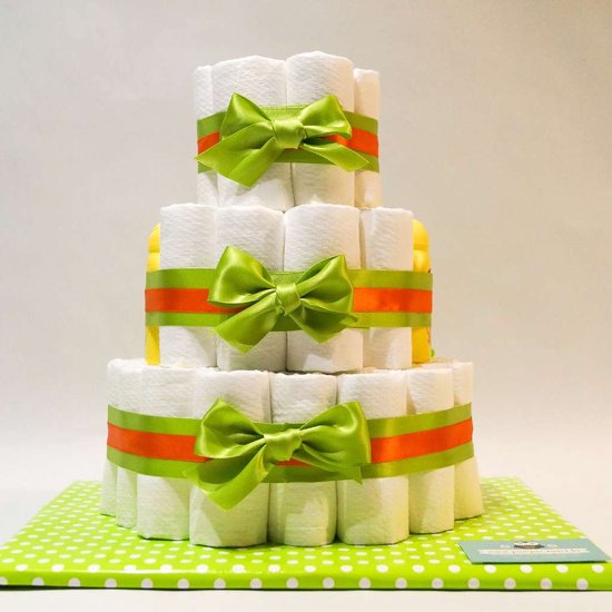Pampertaart - luiertaart - neutraal - 3 laags - groen - mini Zwitsal 48 luiers maat 3 van Pampertaart.