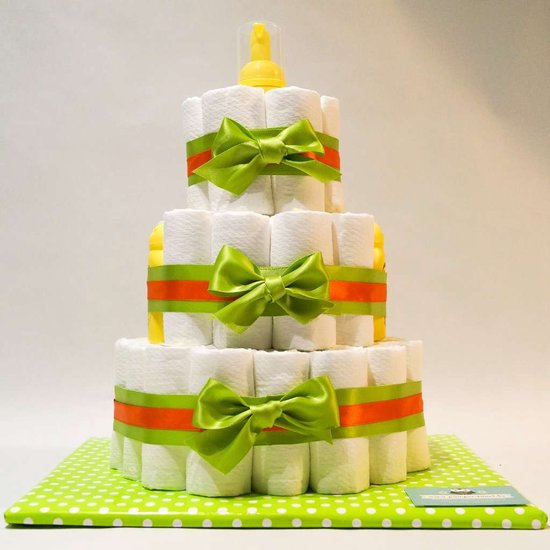 Pampertaart - luiertaart - neutraal - 3 laags - groen - Zwitsal 51 luiers maat 3 van Pampertaart.