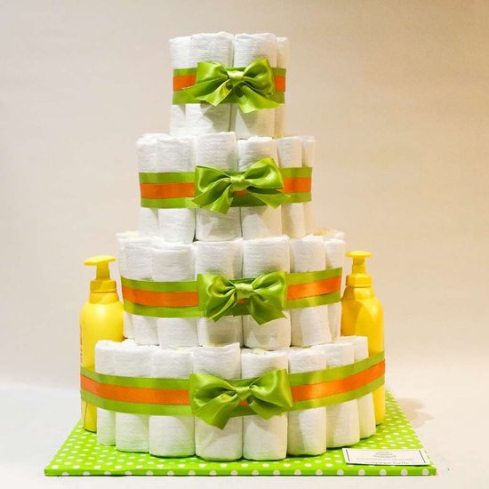 Pampertaart - luiertaart - neutraal - 4 laags - groen - Zwitsal 98 luiers maat 3 van Pampertaart.