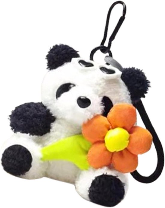 Panda Knuffelhangertje - Pluche Sleutelhanger Pandabeer Charme - Tas Accessoire - Handgemaakt Detail - 8 cm - Zwart-Wit
