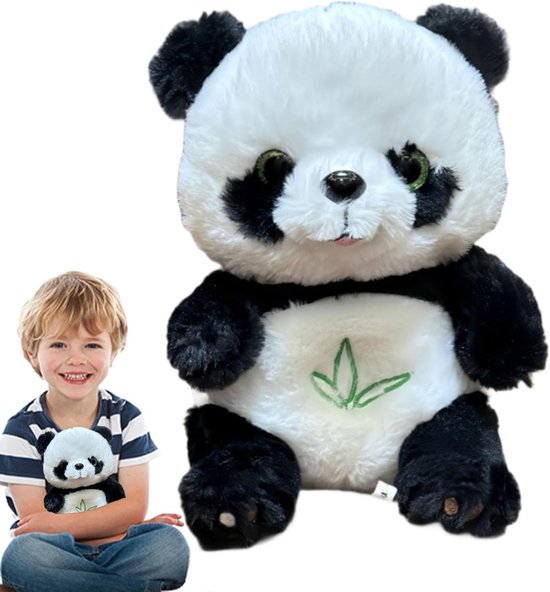 Panda Slaapknuffel - Ademend Maatje - Ontspannend Slapen - Ingebouwde Sensor - 23x18cm - Wit Zwart