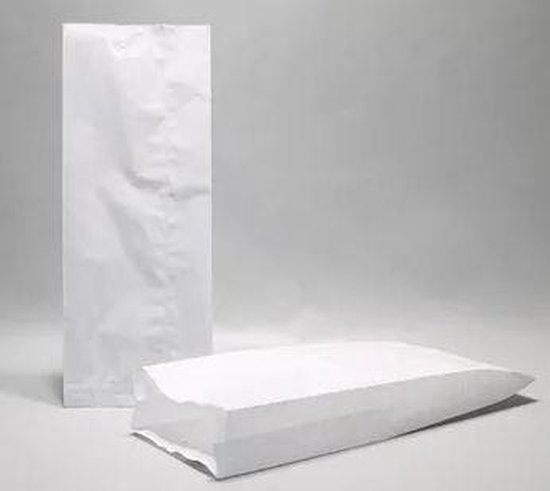 Papieren Zijvouwzakken 0.5 kg Cellulose Wit 110x40x210mm - 125 st van Leipzig Verpackungen