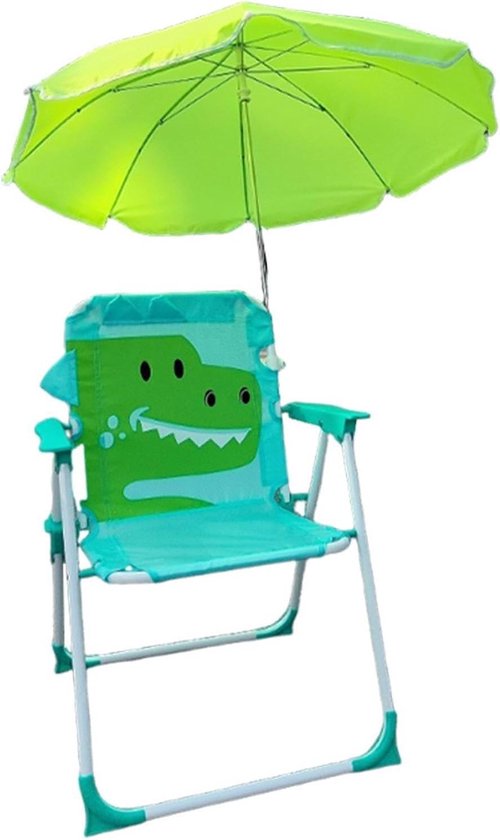 Parasol Stoel - Schaduwstoel Kinderstoel - Buitenactiviteiten - Geïntegreerde Parasol - 38x52cm - Krokodil