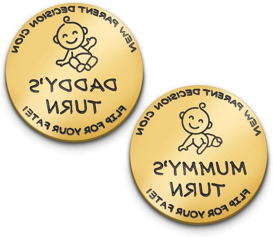 Parent Decision Coin Flip - Vrouwen Baby Cadeau, Husband, Moederdag - Leuke Cadeau Ideeën voor Ouders - Moeder en Vader Muntje