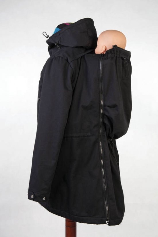 Parka Baby draagjas voor over de draagdoek - draagzak - Lenny Lamb Black & Diamond Plaid XXL van Lenny Lamb