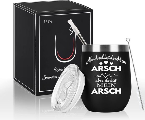 Partnergeschenken voor hem, vriend, echtgenoot, grappige mokken voor mannen, Valentijnsdag geschenken man, verjaardagscadeau voor vriend, 350 ml koffiemok to go thermo, campingbeker van Generic4All