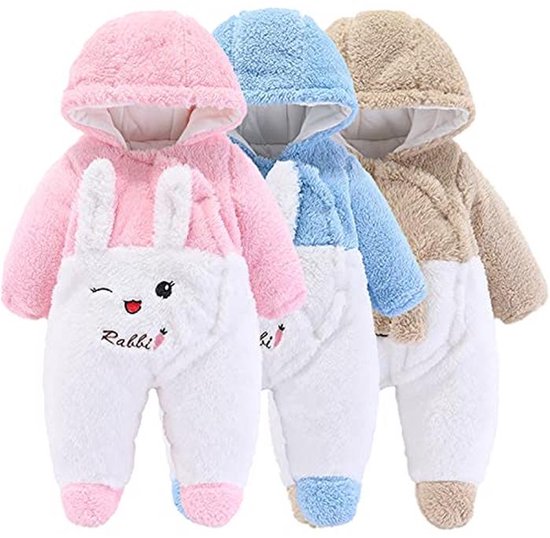 Pasgeboren Baby Sneeuwpak Fleece Winterjas met Kap
