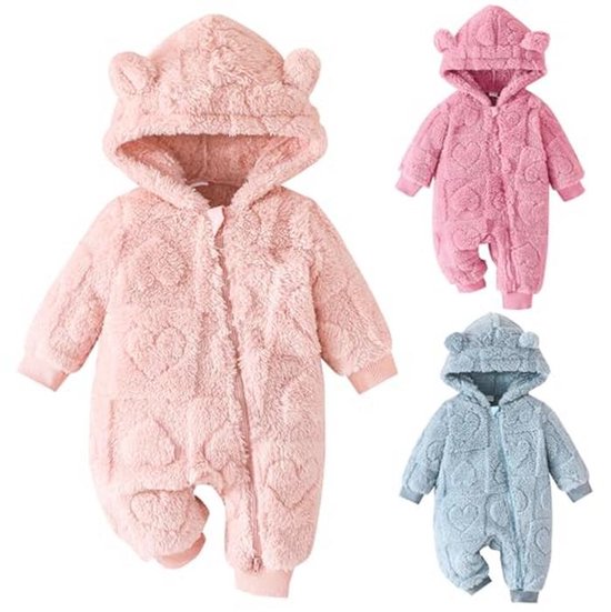 Pasgeboren baby winter sneeuwpak met capuchon – Fleece jumpsuit voor jongens en meisjes van Merkloos