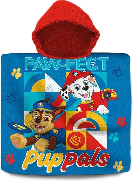 Paw Patrol bad cape/poncho - 60 x 120 cm - katoen - voor kinderen van Merkloos
