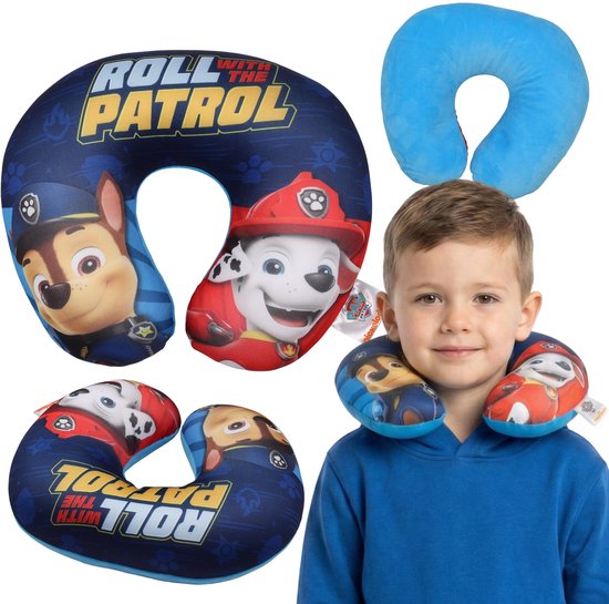 Paw Patrol Chase Marshall Reiskussen, nekkussen voor in het vliegtuig, hoofdsteun voor in de auto 26x30cm