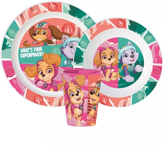 Paw Patrol Superpowers kinderservies – bord, kom & beker