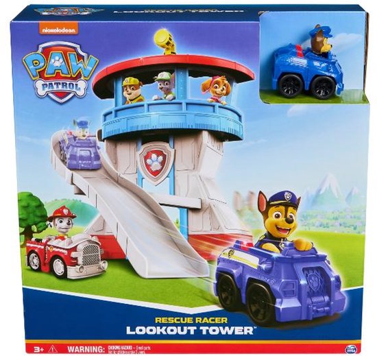 Paw Patrol Uitkijktoren met Glijbaan - Chase Rescue Racer van Merkloos