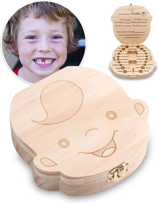 PEACE Tandendoosje Jongens - Melktanden Bewaardoosje Voor Kinderen - Haarlokdoosje Hout - Kraamcadeau - Baby Geboorte Cadeau van Merkloos