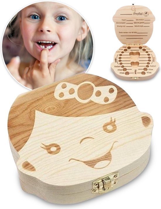 PEACE Tandendoosje Meisjes - Melktanden Bewaardoosje Voor Kinderen - Haarlokdoosje Hout - Kraamcadeau - Baby Geboorte Cadeau van PEACE