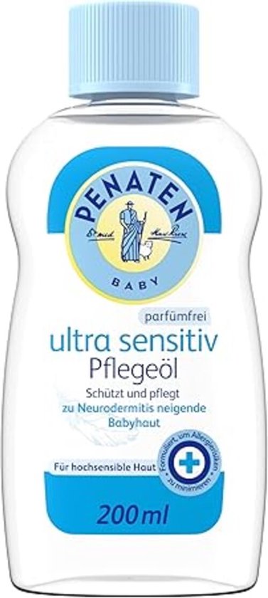 PENATEN Ultra Sensitive Baby Care Oil 200 ml – Parfumvrije Baby Olie – Extra Milde Verzorging voor Gevoelige Babyhuid