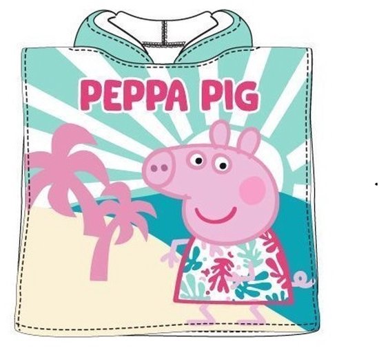 Peppa Pig badponcho - 55 x 110 cm - Peppa Big poncho handdoek - Sneldrogend