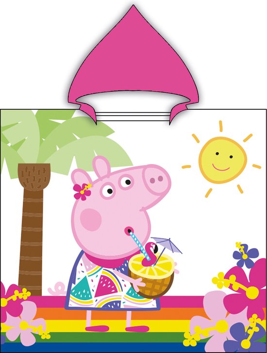 Peppa Pig badponcho - 60 x 120 cm. - Peppa Big poncho handdoek - 100% katoen van Peppa Pig