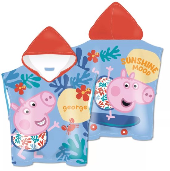 Peppa Pig badponcho George sunshine mood sneldrogend 55x110cm van Merkloos