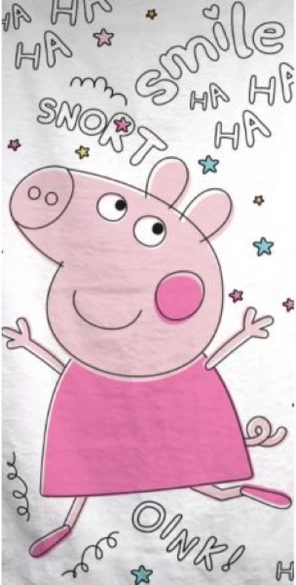 Peppa Pig handdoek - 70 x 140 centimeter - Peppa Big strandlaken - 100% katoen van Merkloos
