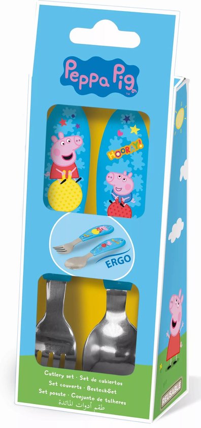Peppa Pig - metalen ergonomische bestekset - 2 stuks van Peppa Pig