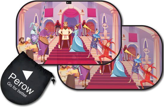 Perow - Zonnescherm Auto - Prinsessen – UV Protectie – Zonnescherm auto kind - Baby - Set van 2 van Perow