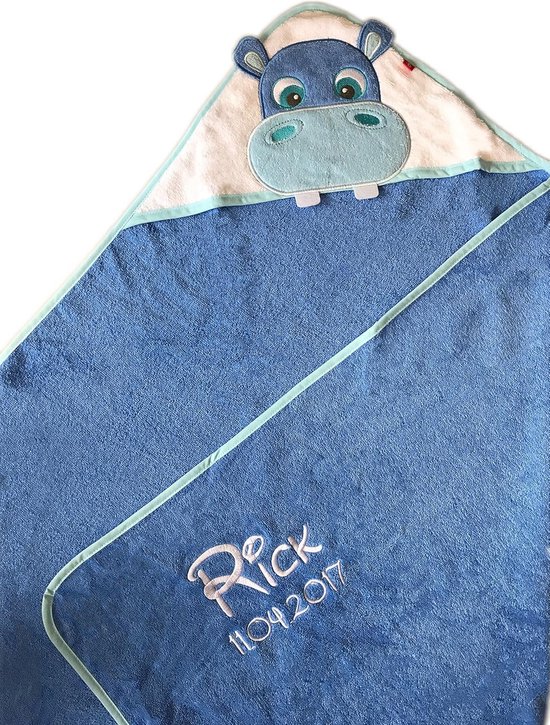 Personaliseerbare babyhanddoek met capuchon, 100% katoen, 100x100 cm, knuffelzacht
