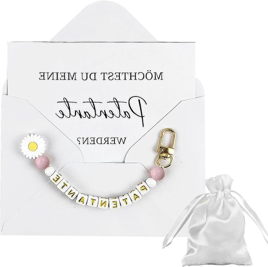 Persoonlijk Doopcadeau Set - Sleutelhanger, Wenskaart & Sieradenzak - Uniek Doopgeschenk voor Meisjes, Peetmoeder - Cadeaubox met Motief Wenskaart
