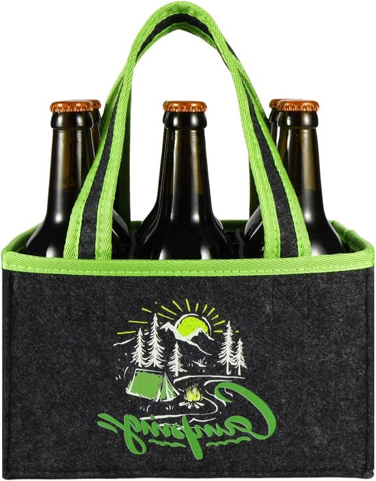 Persoonlijke handtas voor mannen, perfect voor camping en outdoor activiteiten - cadeau voor vader, vriend of zoon, inclusief flesdrager voor 6 flessen