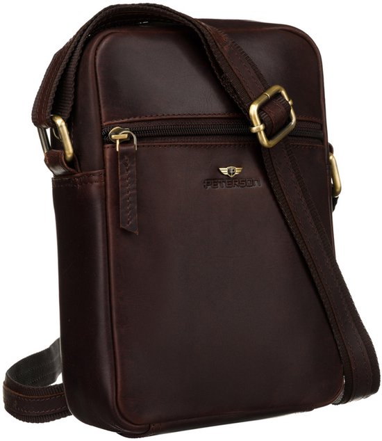 Peterson - Lederen Crossbody Tas - Natuurlijk - Verstelbare Schouderriem - Klassiek Ontwerp