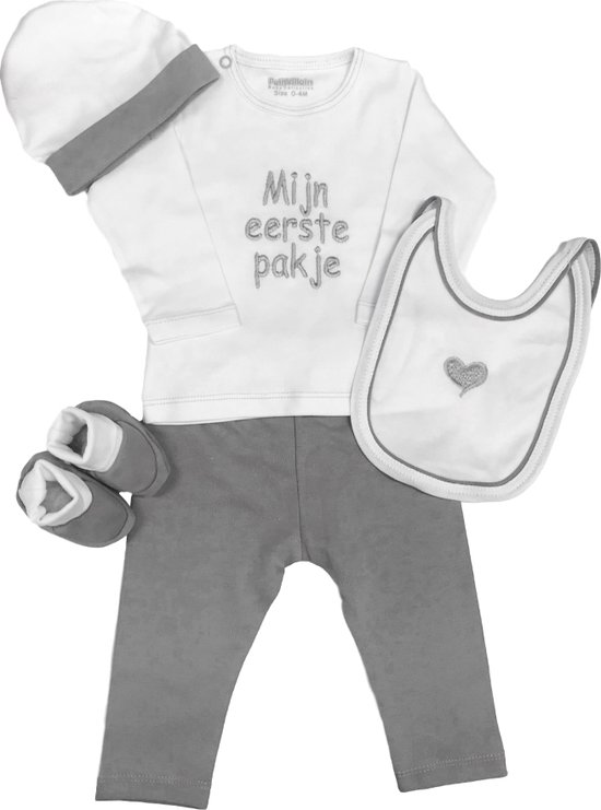 Petit Villain - Cadeauset - 5-delig - 'Mijn Eerste Pakje' - Wit/Grijs van Petit Villain