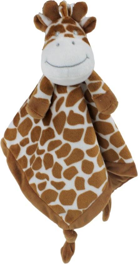 Petit Villain Krel knuffeldoek - giraffe - lekker zacht - kraam cadeau - in crème en bruin van Merkloos
