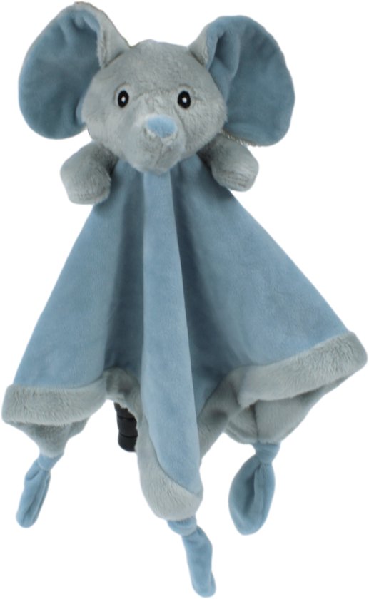 Petit Villain Krel knuffeldoek - olifant - lekker zacht - jongen boy - kraam cadeau - in grijs en blauw van Petit Villain