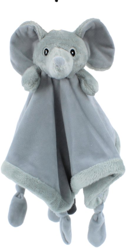 Petit Villain Krel knuffeldoek - olifant - lekker zacht - kraam cadeau - grijs van Petit Villain