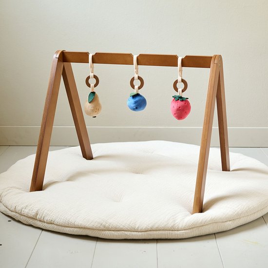 Petite Amélie Babygym Hout - Magisch Fruit - Montessori Baby Speelgoed - Incl. 3 Fruitfiguren met Natuurlijke Geluiden - Naturel Hout & Waterbasis Verf - Veilige, Betoverende Speelomgeving van Merkloos