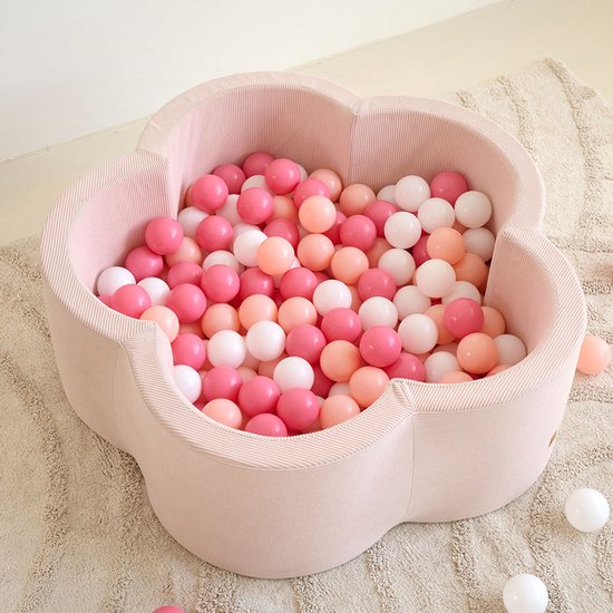 Petite Amélie Ballenbak Bloem - 90x30 cm- Ballenbad incl. 200 ballen - Roze corduroy