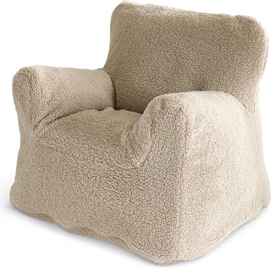 Petite Amélie Peuterstoel Beige Zand - Teddy Zitzak Kind XL - Met Wasbare Hoes - Kinderzetel (1-8 jaar) - Zachte Kindersofa met Visco vulling van Merkloos