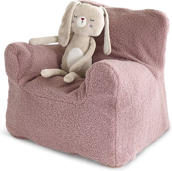Petite Amélie Peuterstoel Roze - Teddy Zitzak Kind XL - Met Wasbare Hoes - Kinderzetel (1-8 jaar) - Zachte Kindersofa met Visco vulling van Merkloos