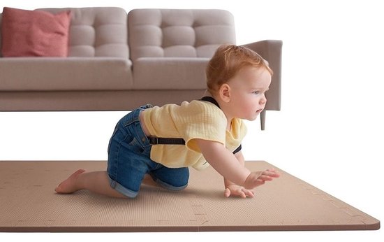 PetitLo® - Foam Puzzelmat (20 Stuks) - 30x30x1,2CM - Schuim Puzzel Tapijttegels - Kruipmat Baby - Speelmat baby - Speeltegels Kind - Speelkleed Kinderen - Speel Kruip Mat Tapijt Tegels - Vloertegels Vloermat Vloerbeschermer - Puzzelmat speelmat-Bruin van Merkloos