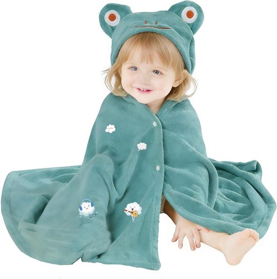 Peuter badhanddoek - Baby capuchonhanddoek - Na het baden - Ultra absorberend zacht - 27.5 x 55 inch - Groenachtig blauw