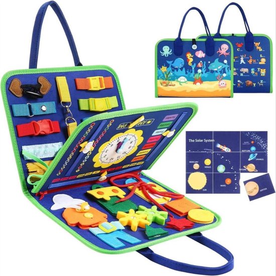 Peuter Busy Board, Montessori Speelgoed, Druk Boek Leerzaam Sensorisch Speelgoed voor Peuters, Peuter Reis Educatief Speelgoed, Leer Fijne Motoriek, Verjaardags voor Meisjes Jongens, Stijl A van Merkloos