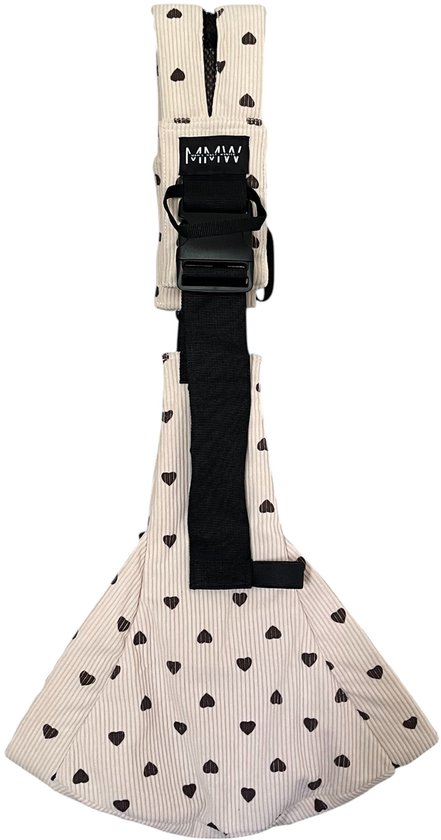 Peuter draagzak - Kinder draagzak - Beige Hartjes - voor Baby's en Peuters tot 15kg - Katoen -Schouder en Heupdrager - Opvouwbaar en Comfortabel - Baby- en Peuter Artikelen van Little Jungle