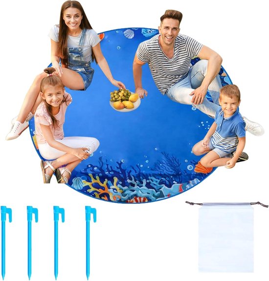 Peuterbad met Draagtas - Kinderbadje Buiten - Waterplezier Buiten - Opblaasvrij Ontwerp - 150x150cm - Meerkleurig