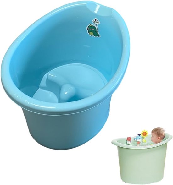 Peuterbad met kruk - Babybad kinderbad - Veilig badderen - Ergonomisch ontwerp - 0-7 jaar - Blauw