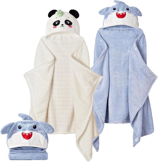 Peuterhanddoeken met capuchon - Kinderbadjas Babyhanddoek - Na het baden - 6x absorberend - 61 x 134 cm